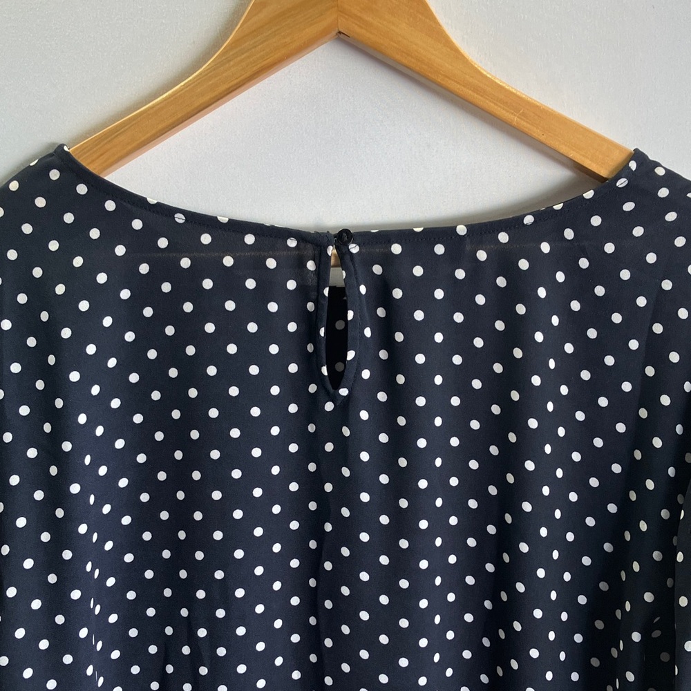 Talbots Navy Polka Dot Blouse with Bell Sleeves - Picture 5 of 5